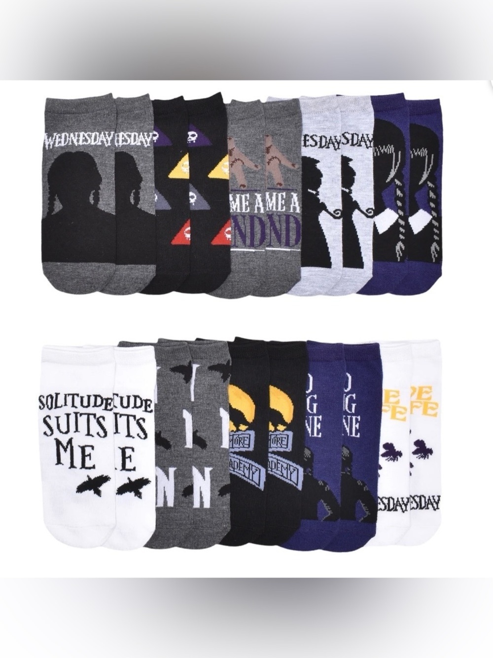 Wednesday Womens 10-Pack Low-Cut Socks, Sock Size 9-11